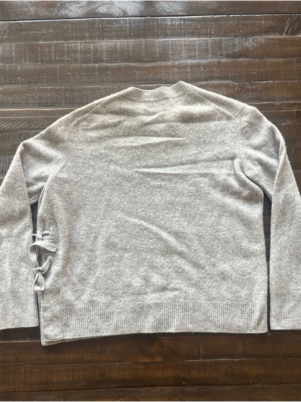 Vince 100% Cashmere Asymmetric Side Tie Sweater Women’s M Gray Crewneck - Picture 4 of 14